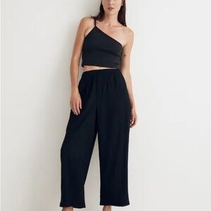 Madewell crinkle crepe pants sz small petite in black